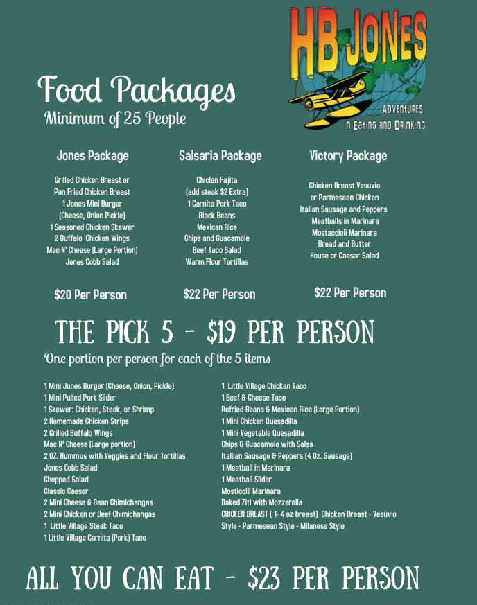 hb jones halfway house golf party menus